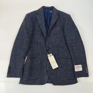 Hawes & Curtis Harris Tweed Wool Jacket Size 36 Grey & Blue Brand New With Tags - Picture 1 of 17