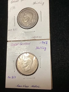 1940 & 1942 Great Britain Silver Shillings You Get Both In My Photos! - Picture 1 of 7