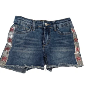 Joes Cut Off Shorts Girls 6 Blue Denim Low Rise Distressed Sequin Stars Raw Hem - Picture 1 of 13