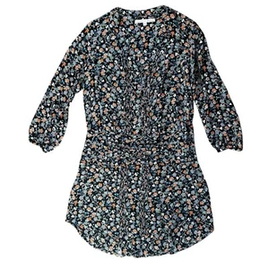 VERONICA BEARD Floral Print Pintuck Pleated August Silk Ruched long sleeve Dress - Picture 1 of 7