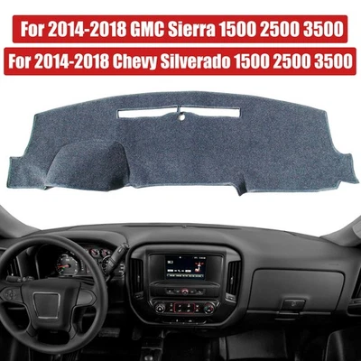 Gray Mat Dash Cover For 2014-2018 Chevy Silverado GMC Sierra 1500 2500 3500 - Image 1 of 4