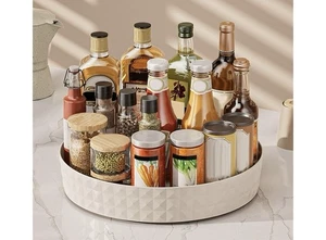 Organizador giratorio de especias blanco roto, tocadiscos, Lazy Susan, estante para especias, plástico - Imagen 1 de 5