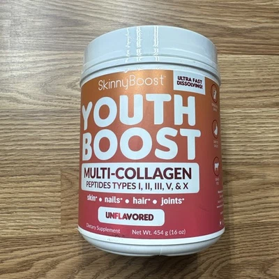 Skinny Boost Youth Boost Multi Colágeno Péptidos Polvo Suplemento 16 Oz Foto 1 de 4