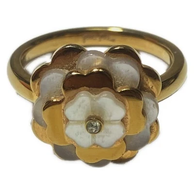 Autêntico FolliFollie - Anel de plástico dourado branco #7 1/2 - Imagem 1 de 4