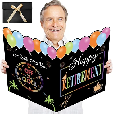 Tarjeta de decoración de fiesta de feliz jubilación para hombres mujeres, colorida gran jubilación Foto 1 de 4