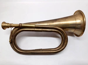 Vintage Calvary Style Brass Bugle Horn & Mouthpiece US Military - Picture 1 of 8