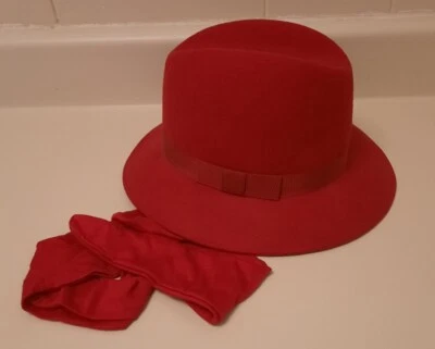 Vintage Women's Red Crusher Wool Hat WPL 4384 Made In USA - Imagem 1 de 4