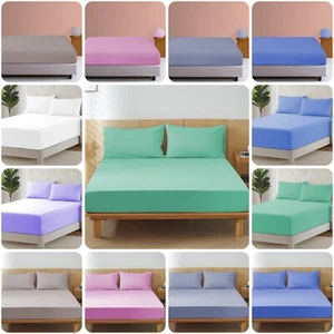 Extra Deep Fitted Sheet 30cm Bed Sheet Single Double King all size Matress Cover - Picture 1 of 93