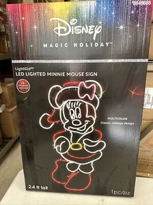 RARE Gemmy Disney Christmas 29” LED Minnie Mouse Neon Sign Lightglo New - Picture 1 of 8