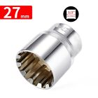 Heat Treated 12 Point Socket Bit Silver Color With Slotted Ratchet Lock
