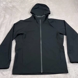 Uniqlo Giacca Antipioggia Uomo Grande Nera Full Zip Giacca a Vento con Cappuccio Impermeabile - Foto 1 di 13