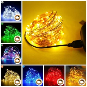 5M/10M USB 50/100 LED Wire String Fairy Light Strip Lamp Wedding Xmas Party - Picture 1 of 22