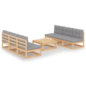 7 Piece Garden Lounge Set with Cushions Solid Pinewood - Picture 1 of 10