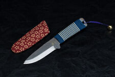 Higonokami Kogatana Bannou Black Blade Blue/White Handle Wrap w/ Sheath