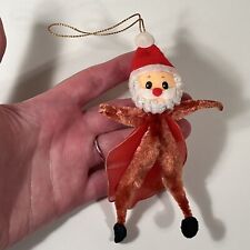 Vintage Mid Century Santa Claus Chenille Pipe Cleaner Christmas Ornament 5" Tall