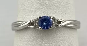 10k 1.57g White Gold Tanzanite & Diamond Promise Ring Size 7.25 Stunning!!! - Picture 1 of 6