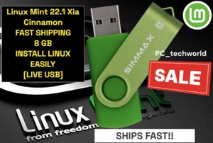LINUX MINT Cinnamon 64Bt 8GB BOOTABLE USB Linux Bootable Live Install USB - Picture 1 of 2
