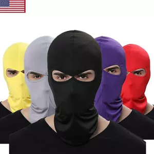 2 Hole Balaclava Hood Outdoor Sports Hat Training Face Mask Unisex Headgear - Picture 1 of 21