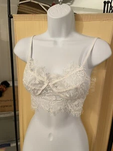 Unbranded Sm. White Lace Sheer Bralette w/ Clasp & Adjustable Strap 34-36” Bust - Picture 1 of 9