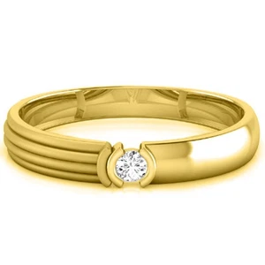 0.57Ct 5.00mm G-H VS2 Natural White Diamond Women's Ring In 14KT Yellow Gold - Picture 1 of 4