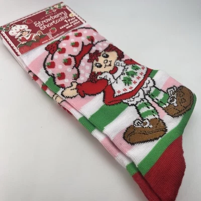 Calcetines Fresa Shortcake Novedad Crew 1 Par Zapato Adulto Talla M-8-12 W-9-14 Nuevos con Etiquetas Foto 1 de 4