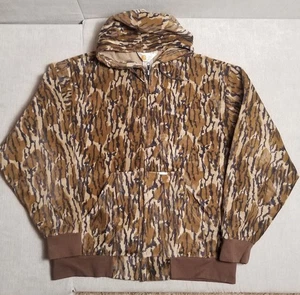 Vtg 767 Carhartt Mossy Oak Velour Polar Fleece Hooded Zip Jacket XL USA Rare - Picture 1 of 15
