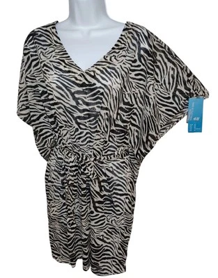 H&M Cebra Negro Blanco Natación Encubrimiento con Corbata Cintura M Nuevo con Etiquetas Foto 1 de 4