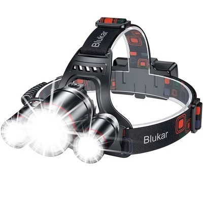 Blukar Stirnlampe LED Wiederaufladbar, Superhell 8000L Zoombar Kopflampe mit 5