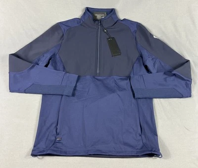 Greyson Golf Jacket Sleeve Logo 1/4 Zip Small Blue Polyester Polyamide MSRP $369 - Image 1 of 4