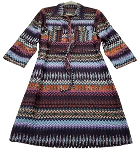 Speed Control Shirtkleid Damen Medium Chevron Geometrisch 3/4 Ärmel Funky Artsy - Bild 1 von 10