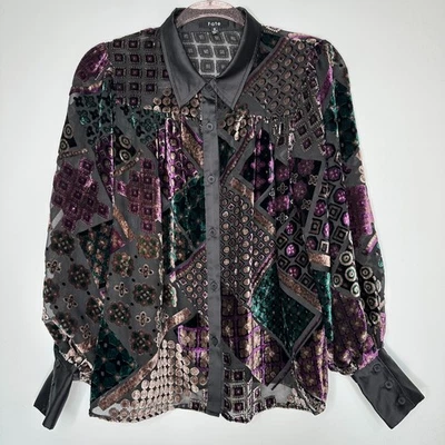 Blusa FATE Manga Abullonada Mujer Pequeña Terciopelo Burnout Semi Transparente Capricho Hada Foto 1 de 4