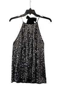Victoria Secret Medium Sexy Sequin Halter Top Mini Party Dress Tie Bow Backless - Picture 1 of 9