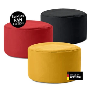 LUMALAND Sitzhocker 3er Set Sitzpouf rund schwarz rot gold Sitzkissen EPS Perlen - Bild 1 von 8