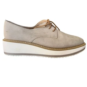 Andre Shoes Brown Faux Suede Leather Derby Wedge Loafers Womens 37 US 6 Casual - Picture 1 of 18