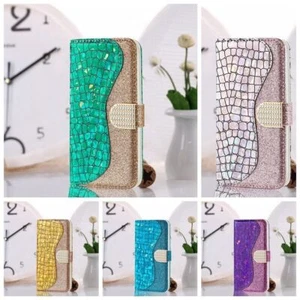New High Quality Splice Leather Flip Wallet Phone Case For iPhone Samsung Huawei - Picture 1 of 28
