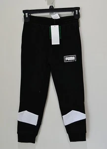 NWT BOYS PUMA BLACK SWEATPANTS FLEECE ATHLETIC PANTS SZ XS - Picture 1 of 4