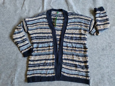 Suéter cárdigan a rayas azul United Colors of Benetton para mujer talla pequeña Foto 1 de 4