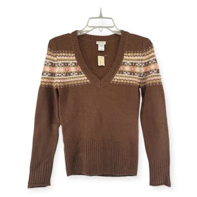 Suéter Pullover Cherokee Niña Marrón Lentejuelas Isla Justa Cuello en V Grande 8/10 Foto 1 de 4