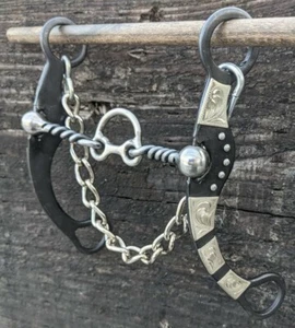 Western Cricket Port Bit - Twisted Bars - Brown Iron & Silver - Chain - Picture 1 of 5