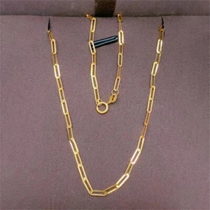 Collar de oro amarillo puro sólido de 18 quilates para mujer cadena de cable larga de 1,8 mm W de 18" L - Imagen 1 de 4