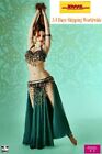 Costume de danse du ventre professionnel égyptien 2 pièces robe de danse sexy vert et or  