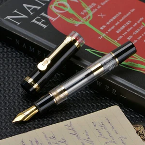 Jinhao 1935 Füllfederhalter #8 F/M Feder & Gitarrenclip, schwarz Harz Schreiben Geschenk Stift - Bild 1 von 6