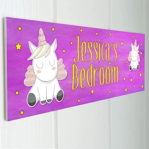 Personalised Door Sign Girls Kids Children Bedroom Name UNICORN - Picture 1 of 2