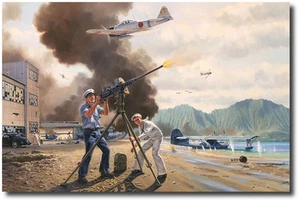 Los Guerreros de Kaneohe por Jim Laurier - Pearl Harbor - Segunda Guerra Mundial Estampado Artístico de Aviación - Imagen 1 de 1