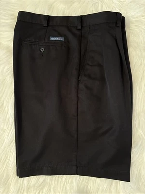 Pantalones Cortos Perry Ellis America Negros Plisados Frontales Talla W36 💯% Poliéster Foto 1 de 4