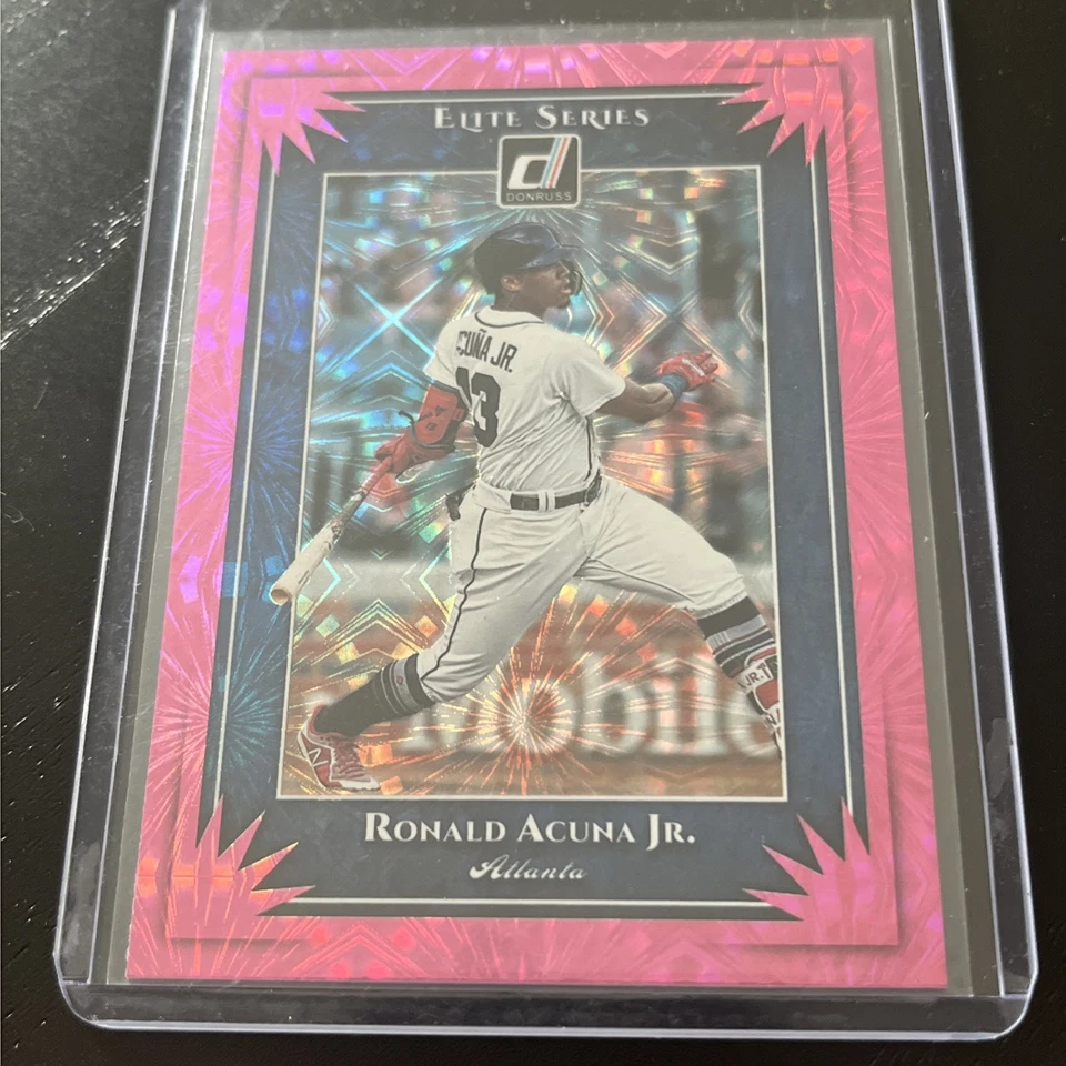 2019 Panini Donruss Elite Series Pink Firework Ronald Acuna Jr #ES1 SP - Image 1 of 2