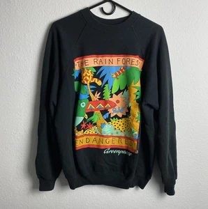Greenpeace Pullover Sweatshirt Size XL The Rain Forest Endangered Vintage 1988 - Picture 1 of 8