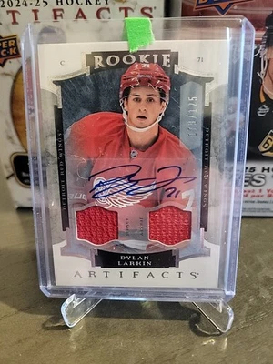 15-16 Upper Deck Artifacts Dylan Larkin Dual Jerseys Rookie Auto 079/125 Detroit - Image 1 of 2