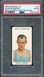 1908 Ogden's Pugilists & Wrestlers Tobacco Cream Back Charlie Griffin #42 PSA 2 - Picture 1 of 2