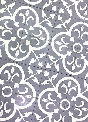 Flora Encáustica Azul Blanco 8x8 Acabado Afilado Cemento Azulejo Suelo (Vendido por pieza) Foto 1 de 4